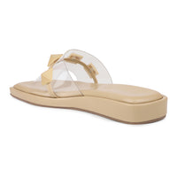 Pastel coloured Flatforms With Matching Pyramid Trims on Transparent Upper