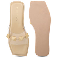 Pastel coloured Flatforms With Matching Pyramid Trims on Transparent Upper