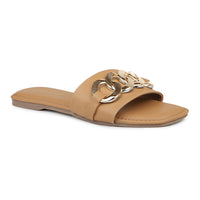 Link Chain Embellished Slide Sandal