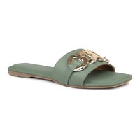 Link Chain Embellished Slide Sandal