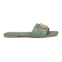 Link Chain Embellished Slide Sandal