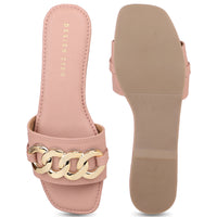Link Chain Embellished Slide Sandal