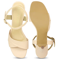 Pleated Vamp Ankle Strap Sandal