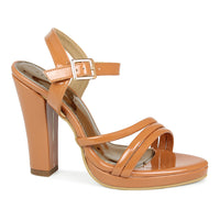 Brown Block Heel Ankle Sandal | Design Crew
