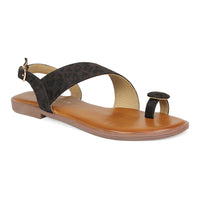 Toe Ring Leopard Print Slingback Sandal
