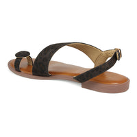 Toe Ring Leopard Print Slingback Sandal