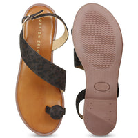 Toe Ring Leopard Print Slingback Sandal