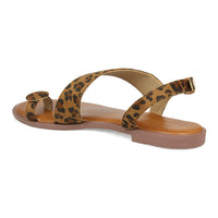 Toe Ring Leopard Print Slingback Sandal