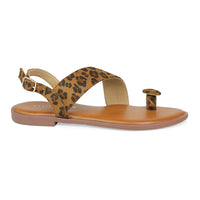 Toe Ring Leopard Print Slingback Sandal