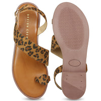 Toe Ring Leopard Print Slingback Sandal