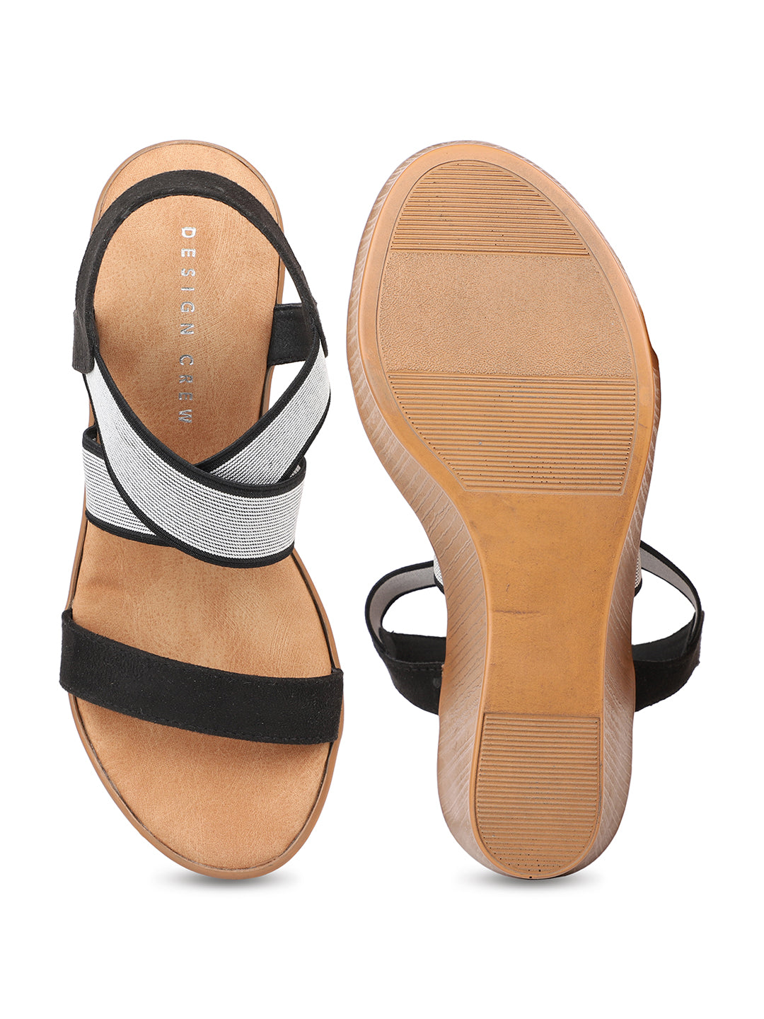 Crisscross Elastic Ankle Strap Sandal on a Platform Heel – Design Crew
