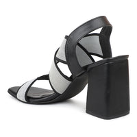 Elastic Sandal With Ankle Strap on a Block Heel