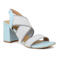 Elastic Sandal With Ankle Strap on a Block Heel