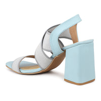 Elastic Sandal With Ankle Strap on a Block Heel