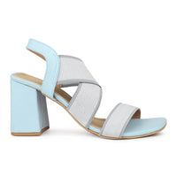 Elastic Sandal With Ankle Strap on a Block Heel