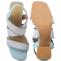 Elastic Sandal With Ankle Strap on a Block Heel