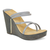 Chunky Wedge Slide Grey Sandal | Design Crew