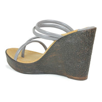 Chunky Wedge Slide Grey Sandal | Design Crew