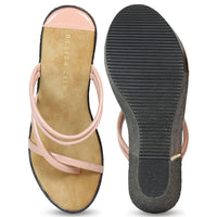Chunky Wedge Slide Peach Sandal | Design Crew
