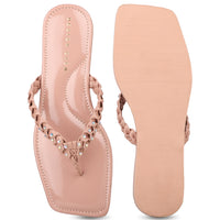 Braided Jewelled Flat Thong Sandal