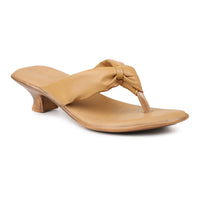 Soft Knotted Thong on Pu Sole With Kitten Heel