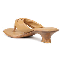 Soft Knotted Thong on Pu Sole With Kitten Heel