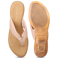 Soft Knotted Thong on Pu Sole With Kitten Heel