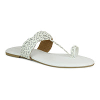 Braided Thong White Sandal | Design Crew