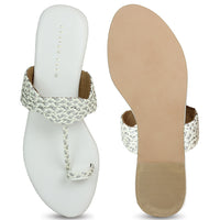 Braided Thong White Sandal | Design Crew