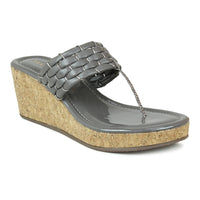 Braided T Strap Grey Wedge | Design Crew