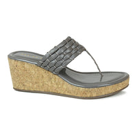 Braided T Strap Grey Wedge | Design Crew