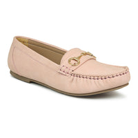 Faux Nubuck Moccasins With Horsebit Metal Trim
