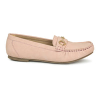 Faux Nubuck Moccasins With Horsebit Metal Trim