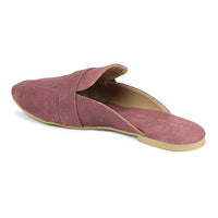 Faux Nubuck Mules With Saddle Strap