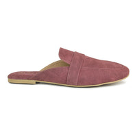 Faux Nubuck Mules With Saddle Strap
