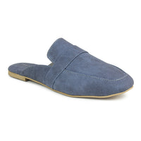 Faux Nubuck Mules With Saddle Strap