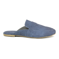 Faux Nubuck Mules With Saddle Strap