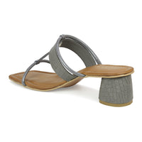Croco Print Block Heel Slide Sandal