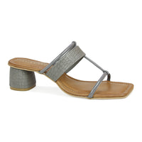 Croco Print Block Heel Slide Sandal