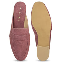 Faux Nubuck Mules With Saddle Strap