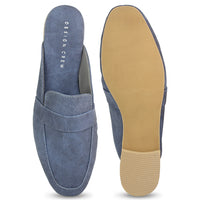 Faux Nubuck Mules With Saddle Strap