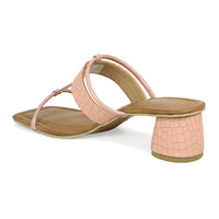 Croco Print Block Heel Slide Sandal