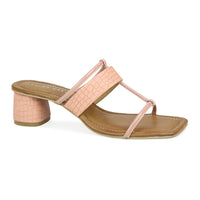Croco Print Block Heel Slide Sandal