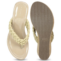 Braided Thongs Beige Wedge | Design Crew