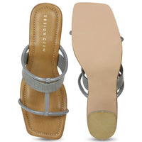 Croco Print Block Heel Slide Sandal