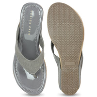 Crocodile Printes Thong Sandal On A Cork Covered Wedge