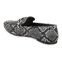 Reptile Paint Penny Loafer With Chain Accent