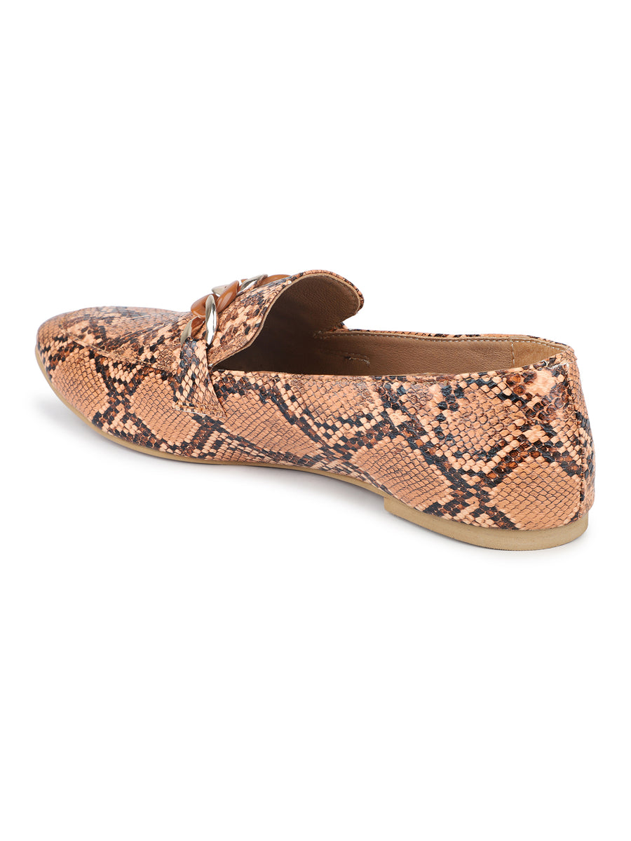 Reptile Paint Penny Loafer With Chain Accent