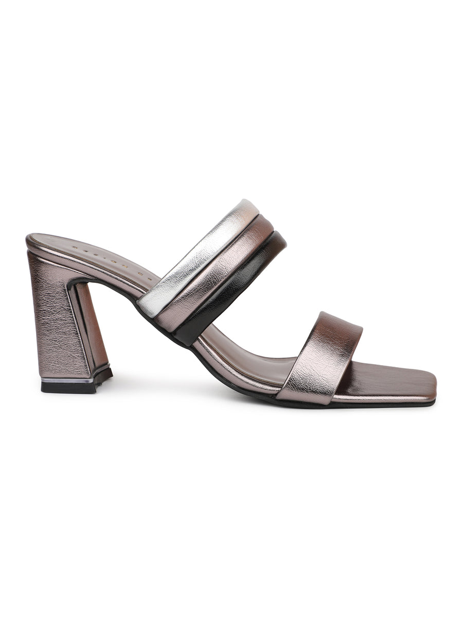 Classic Metallic Slides on a Block Heel