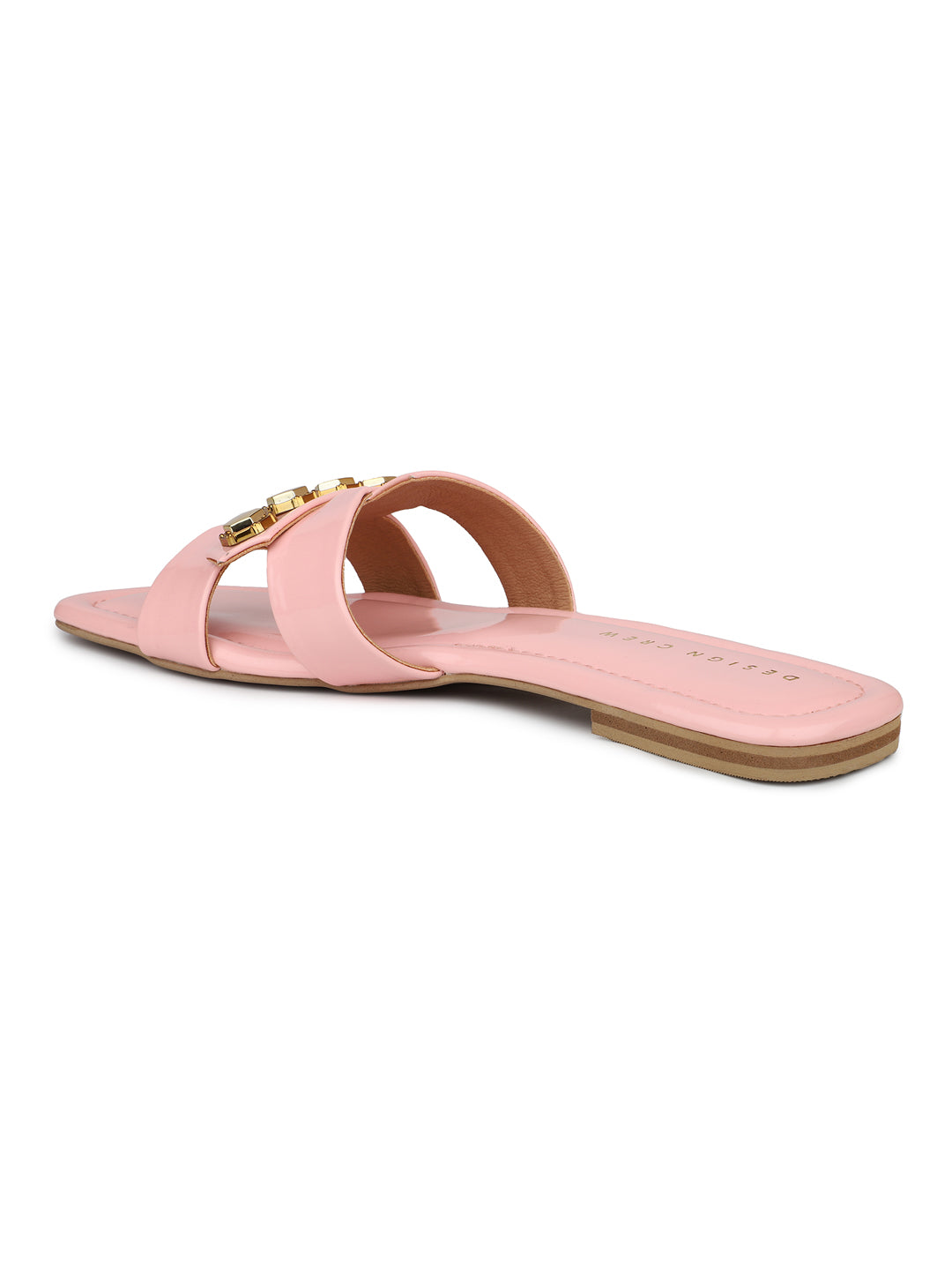 Classic H Syle Slide Sandal With Metal Trims